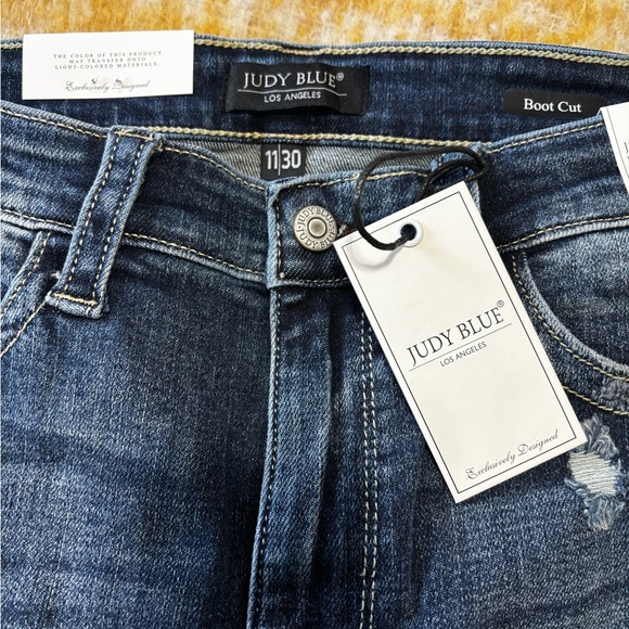 LIMITED TIME ONLY Judy Blue Full Size Mid Rise Hand Sand & Destroy Bootcut Jeans - Picture 15 of 16